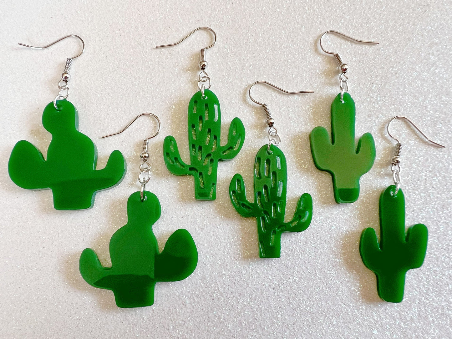 Cactus Earrings: Laser Cut Acrylic Palm Cacti, Green Earrings, Plants, Tropical, Best Gifts for Her/Him/Them