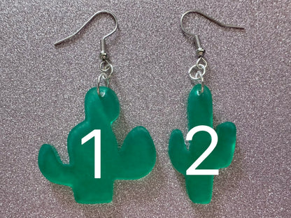 Cactus Earrings: Laser Cut Acrylic Palm Cacti, Green Earrings, Plants, Tropical, Best Gifts for Her/Him/Them