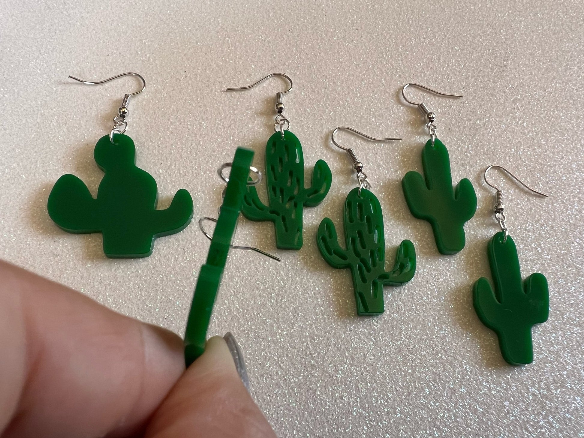 Cactus Earrings: Laser Cut Acrylic Palm Cacti, Green Earrings, Plants, Tropical, Best Gifts for Her/Him/Them