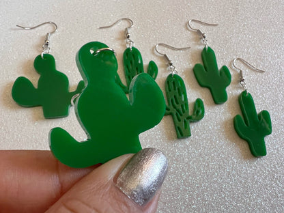 Cactus Earrings: Laser Cut Acrylic Palm Cacti, Green Earrings, Plants, Tropical, Best Gifts for Her/Him/Them