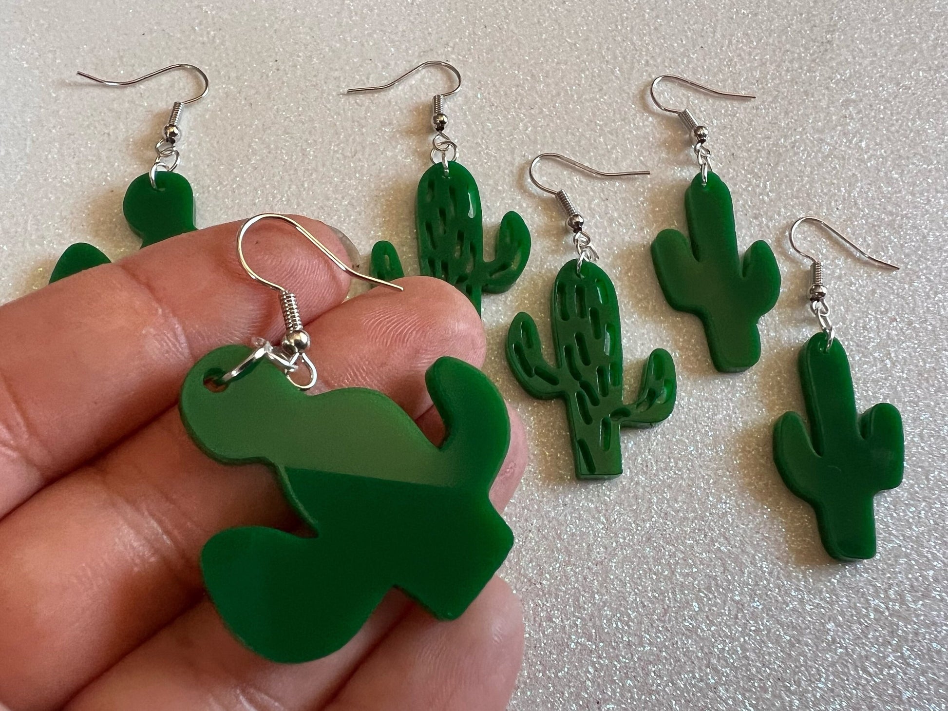 Cactus Earrings: Laser Cut Acrylic Palm Cacti, Green Earrings, Plants, Tropical, Best Gifts for Her/Him/Them