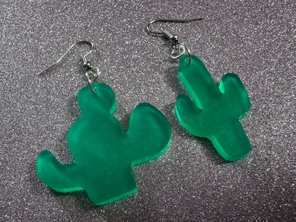 Cactus Earrings: Laser Cut Acrylic Palm Cacti, Green Earrings, Plants, Tropical, Best Gifts for Her/Him/Them