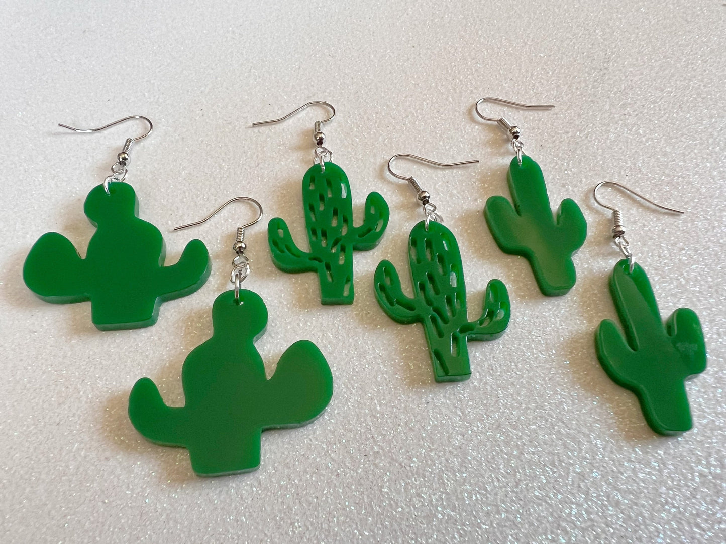 Cactus Earrings: Laser Cut Acrylic Palm Cacti, Green Earrings, Plants, Tropical, Best Gifts for Her/Him/Them
