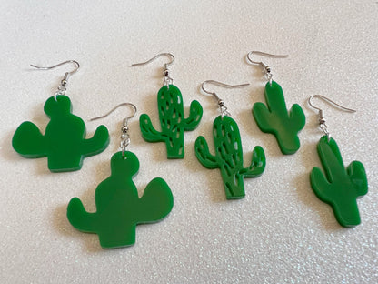 Cactus Earrings: Laser Cut Acrylic Palm Cacti, Green Earrings, Plants, Tropical, Best Gifts for Her/Him/Them