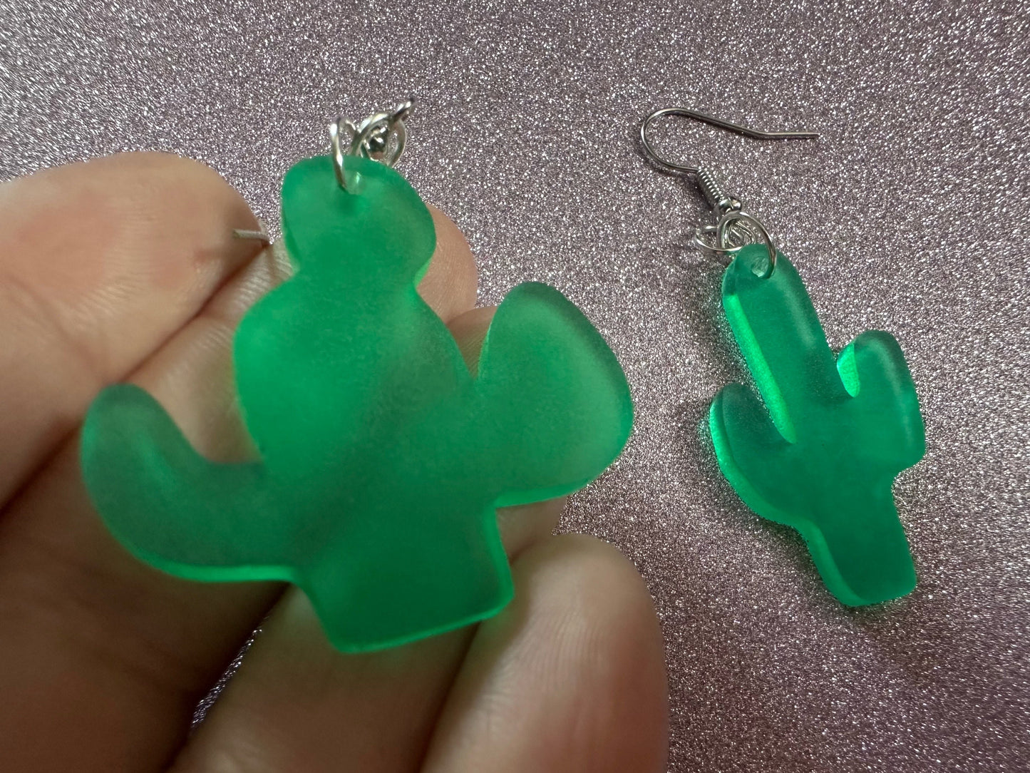 Cactus Earrings: Laser Cut Acrylic Palm Cacti, Green Earrings, Plants, Tropical, Best Gifts for Her/Him/Them