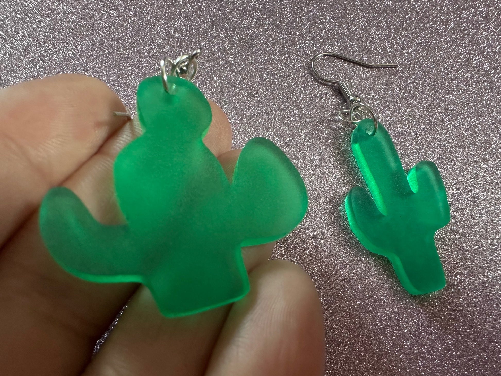 Cactus Earrings: Laser Cut Acrylic Palm Cacti, Green Earrings, Plants, Tropical, Best Gifts for Her/Him/Them