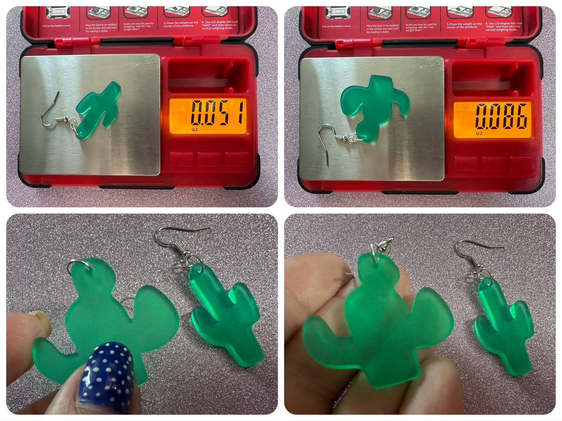 Cactus Earrings: Laser Cut Acrylic Palm Cacti, Green Earrings, Plants, Tropical, Best Gifts for Her/Him/Them
