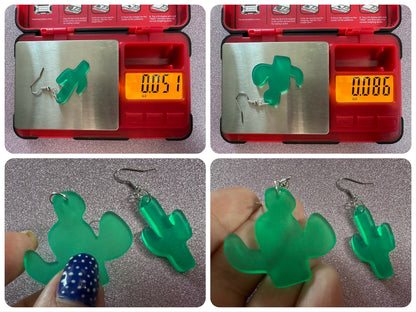 Cactus Earrings: Laser Cut Acrylic Palm Cacti, Green Earrings, Plants, Tropical, Best Gifts for Her/Him/Them