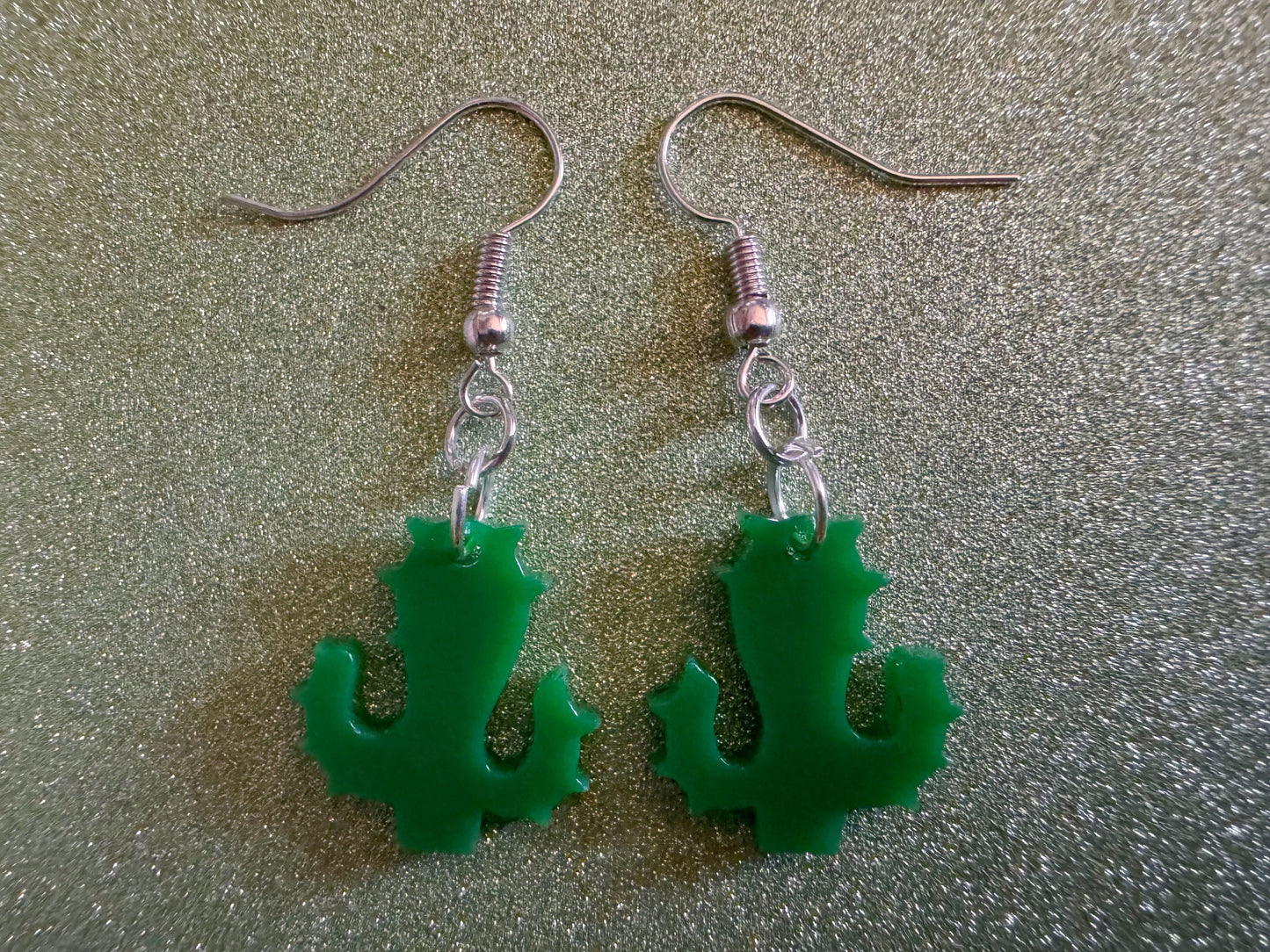 Cactus Earrings: Laser Cut Acrylic Palm Cacti, Green Earrings, Plants, Tropical, Spiky Cactuses, Best Gifts for Her/Him/Them