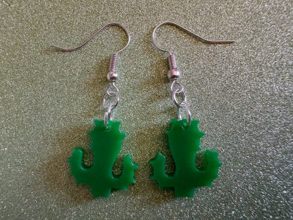 Cactus Earrings: Laser Cut Acrylic Palm Cacti, Green Earrings, Plants, Tropical, Spiky Cactuses, Best Gifts for Her/Him/Them