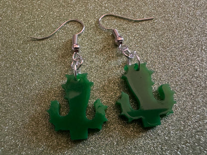 Cactus Earrings: Laser Cut Acrylic Palm Cacti, Green Earrings, Plants, Tropical, Spiky Cactuses, Best Gifts for Her/Him/Them