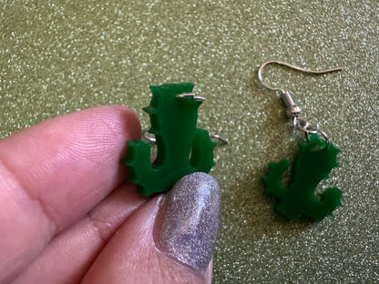 Cactus Earrings: Laser Cut Acrylic Palm Cacti, Green Earrings, Plants, Tropical, Spiky Cactuses, Best Gifts for Her/Him/Them