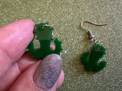 Cactus Earrings: Laser Cut Acrylic Palm Cacti, Green Earrings, Plants, Tropical, Spiky Cactuses, Best Gifts for Her/Him/Them
