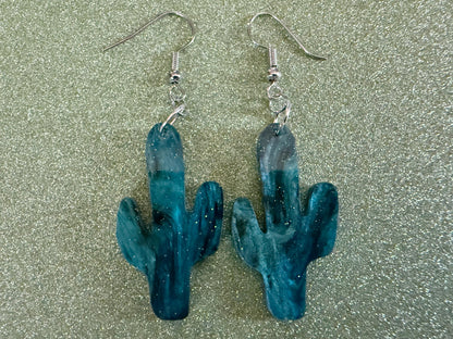 Cactus Earrings: Laser Cut Acrylic Palm Cacti, Sparkly Green Earrings, Plants, Tropical, Spiky Cactuses, Shiny, Best Gifts for Her/Him/Them