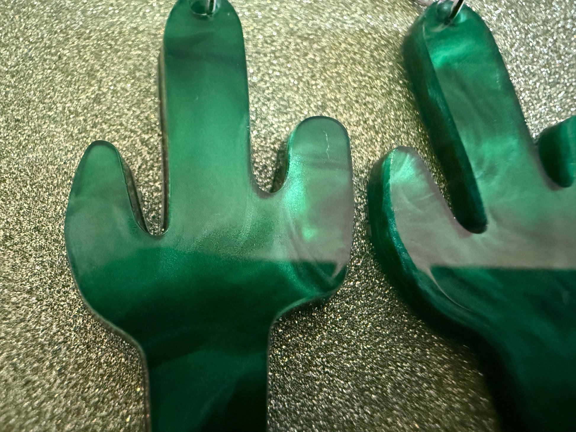 Cactus Earrings: Laser Cut Acrylic Palm Cacti, Sparkly Green Earrings, Plants, Tropical, Spiky Cactuses, Shiny, Best Gifts for Her/Him/Them