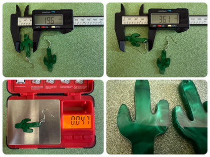 Cactus Earrings: Laser Cut Acrylic Palm Cacti, Sparkly Green Earrings, Plants, Tropical, Spiky Cactuses, Shiny, Best Gifts for Her/Him/Them