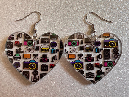 Camera Earrings: Laser Cut Acrylic Cameras, Hobby Photographer, Photos, Photo, Travel, Antique Camera, Pic, Tourist, Gifts for Her/Him/Them