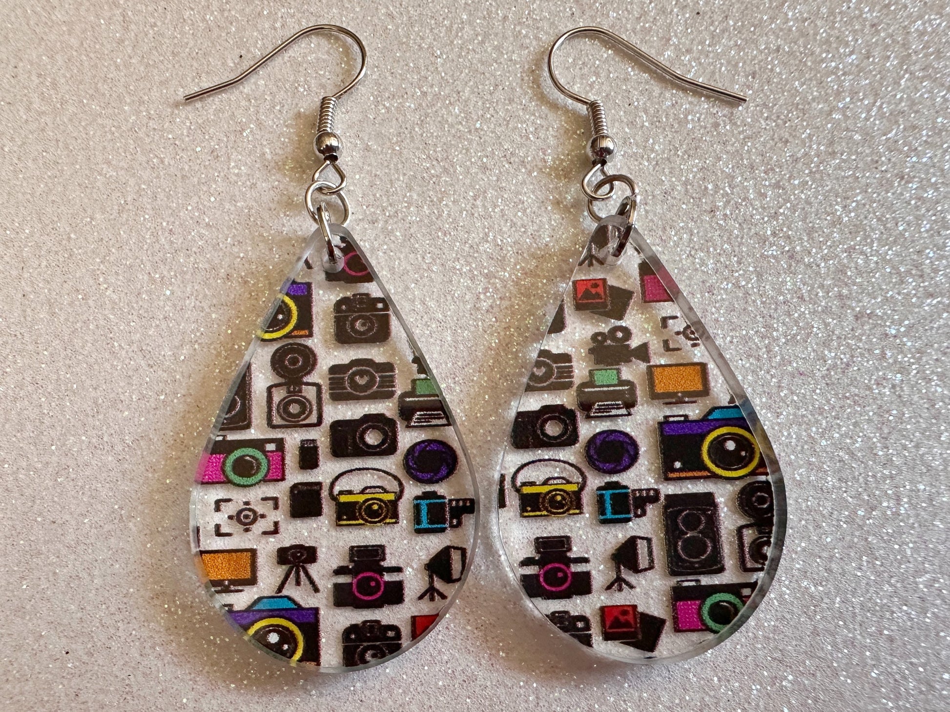 Camera Earrings: Laser Cut Acrylic Cameras, Hobby Photographer, Photos, Photo, Travel, Antique Camera, Pic, Tourist, Gifts for Her/Him/Them