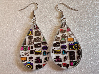Camera Earrings: Laser Cut Acrylic Cameras, Hobby Photographer, Photos, Photo, Travel, Antique Camera, Pic, Tourist, Gifts for Her/Him/Them