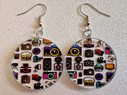 Camera Earrings: Laser Cut Acrylic Cameras, Hobby Photographer, Photos, Photo, Travel, Antique Camera, Pic, Tourist, Gifts for Her/Him/Them