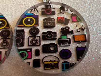 Camera Earrings: Laser Cut Acrylic Cameras, Hobby Photographer, Photos, Photo, Travel, Antique Camera, Pic, Tourist, Gifts for Her/Him/Them