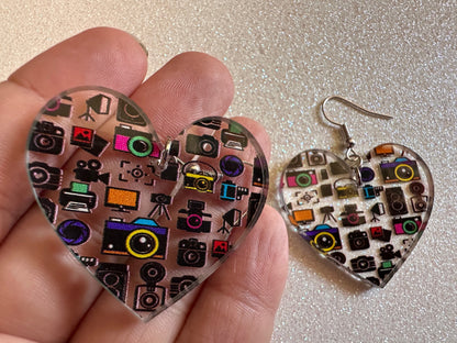 Camera Earrings: Laser Cut Acrylic Cameras, Hobby Photographer, Photos, Photo, Travel, Antique Camera, Pic, Tourist, Gifts for Her/Him/Them