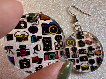 Camera Earrings: Laser Cut Acrylic Cameras, Hobby Photographer, Photos, Photo, Travel, Antique Camera, Pic, Tourist, Gifts for Her/Him/Them