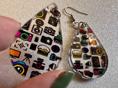 Camera Earrings: Laser Cut Acrylic Cameras, Hobby Photographer, Photos, Photo, Travel, Antique Camera, Pic, Tourist, Gifts for Her/Him/Them
