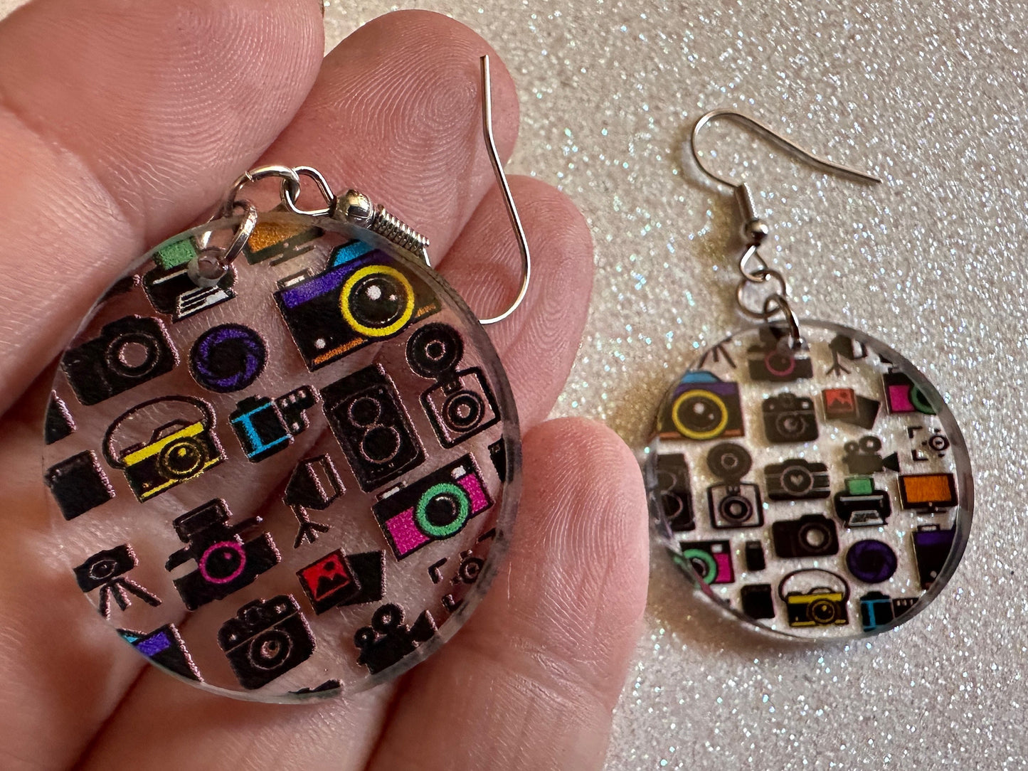 Camera Earrings: Laser Cut Acrylic Cameras, Hobby Photographer, Photos, Photo, Travel, Antique Camera, Pic, Tourist, Gifts for Her/Him/Them