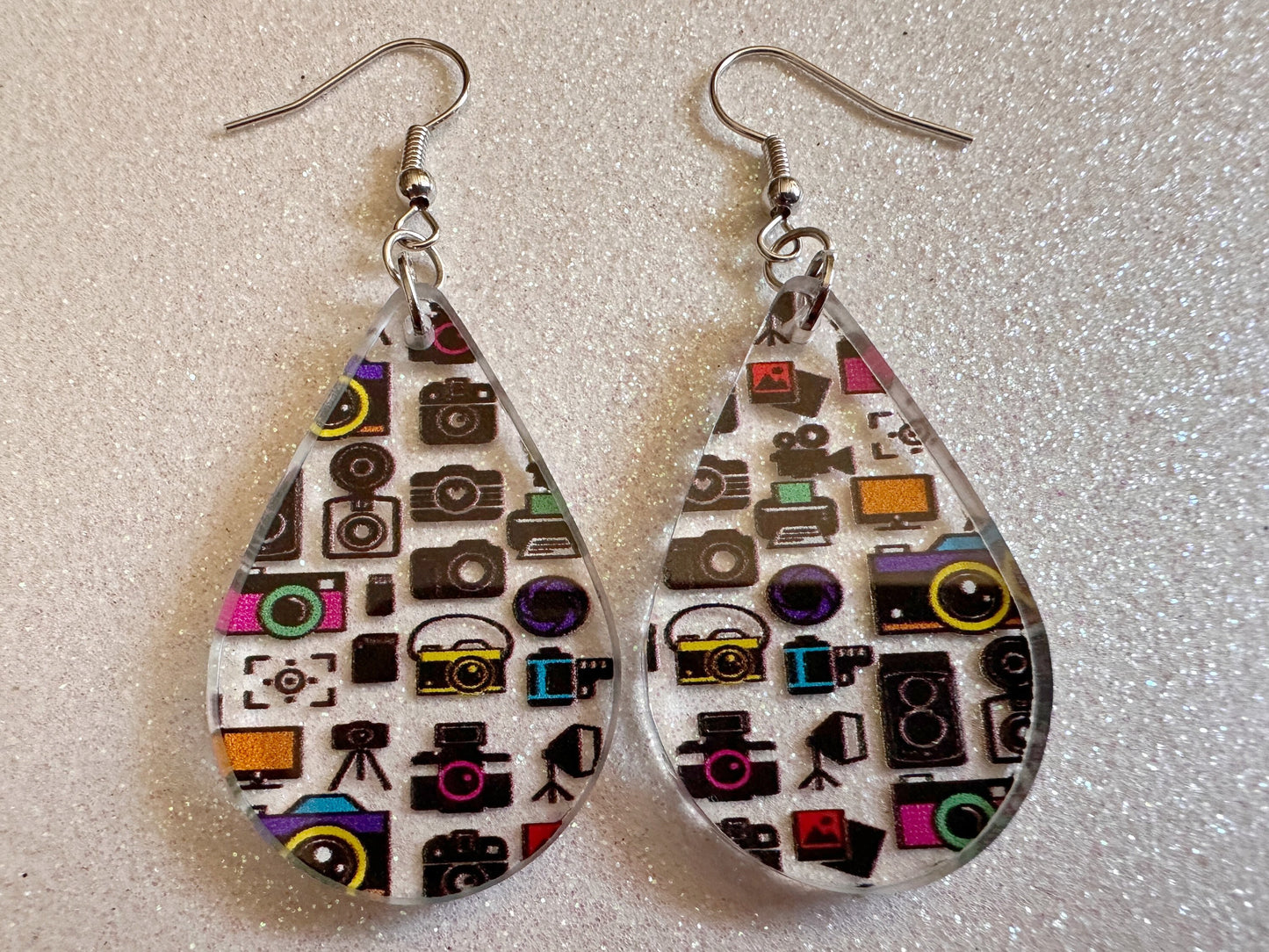 Camera Earrings: Laser Cut Acrylic Cameras, Hobby Photographer, Photos, Photo, Travel, Antique Camera, Pic, Tourist, Gifts for Her/Him/Them