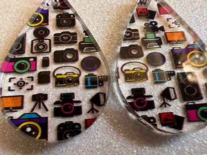 Camera Earrings: Laser Cut Acrylic Cameras, Hobby Photographer, Photos, Photo, Travel, Antique Camera, Pic, Tourist, Gifts for Her/Him/Them