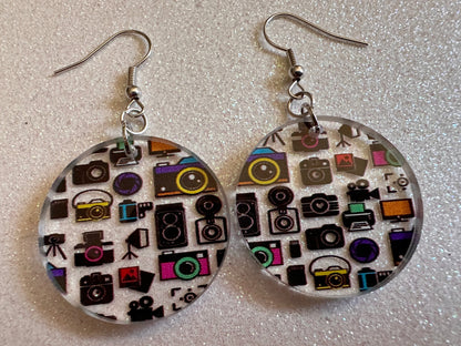 Camera Earrings: Laser Cut Acrylic Cameras, Hobby Photographer, Photos, Photo, Travel, Antique Camera, Pic, Tourist, Gifts for Her/Him/Them