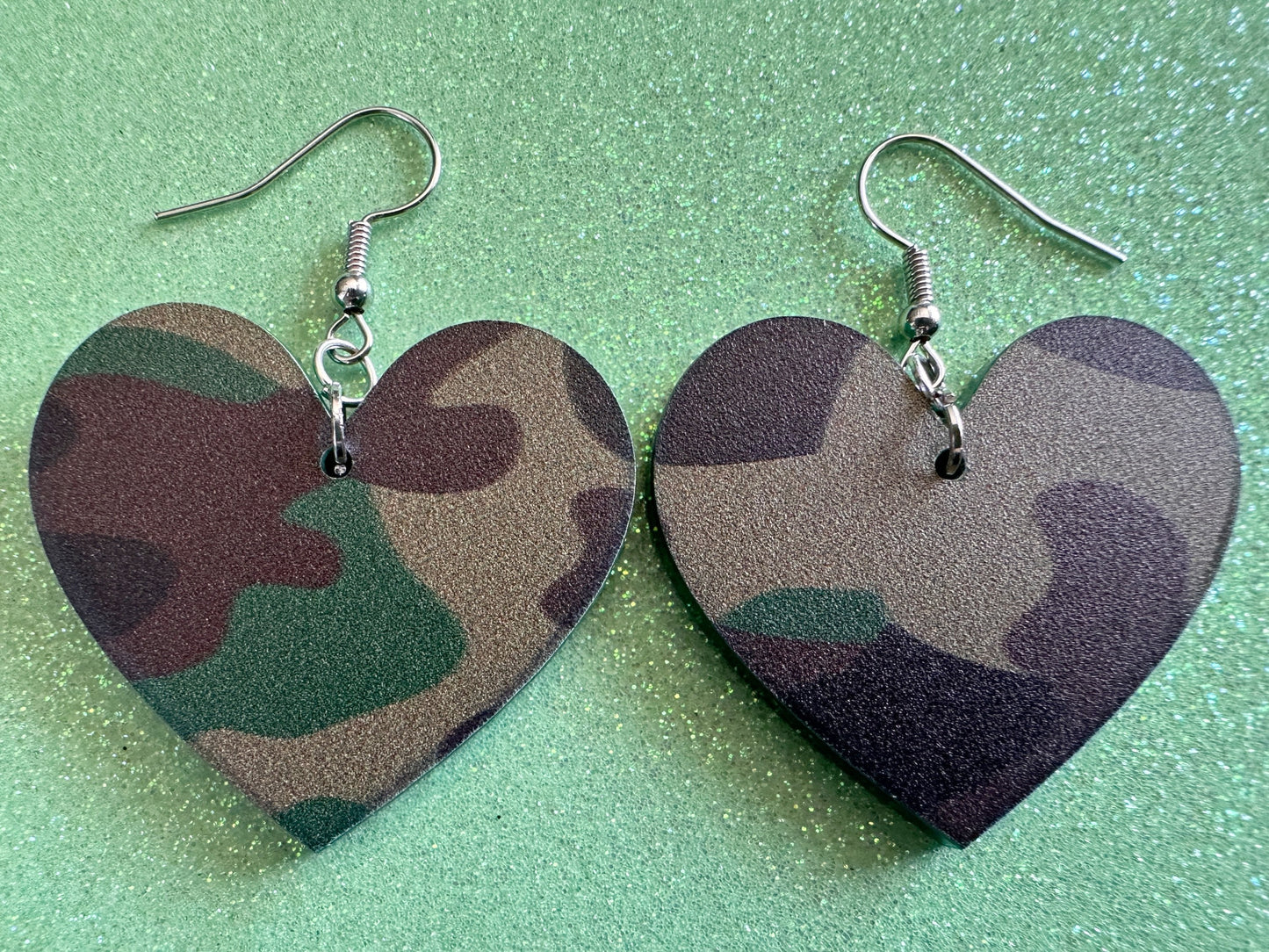 Camo Earrings: Laser Cut Acrylic Camouflage Earrings, Forest, Green Earrings, Military, Paintball, Army Outfit, Gifts for Her/Him/Them