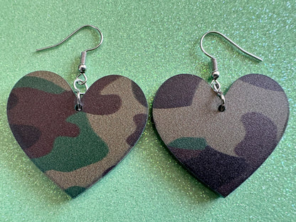 Camo Earrings: Laser Cut Acrylic Camouflage Earrings, Forest, Green Earrings, Military, Paintball, Army Outfit, Gifts for Her/Him/Them