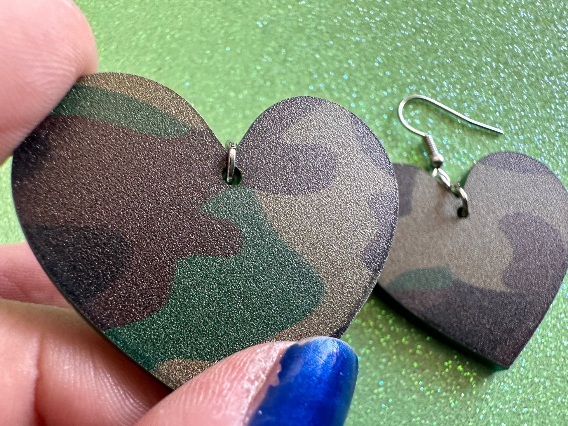 Camo Earrings: Laser Cut Acrylic Camouflage Earrings, Forest, Green Earrings, Military, Paintball, Army Outfit, Gifts for Her/Him/Them