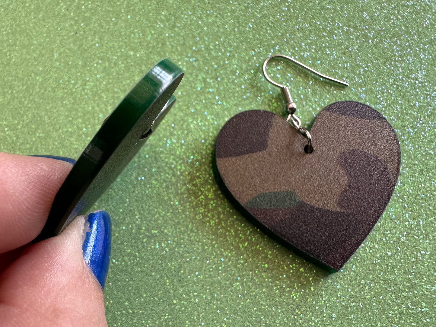 Camo Earrings: Laser Cut Acrylic Camouflage Earrings, Forest, Green Earrings, Military, Paintball, Army Outfit, Gifts for Her/Him/Them