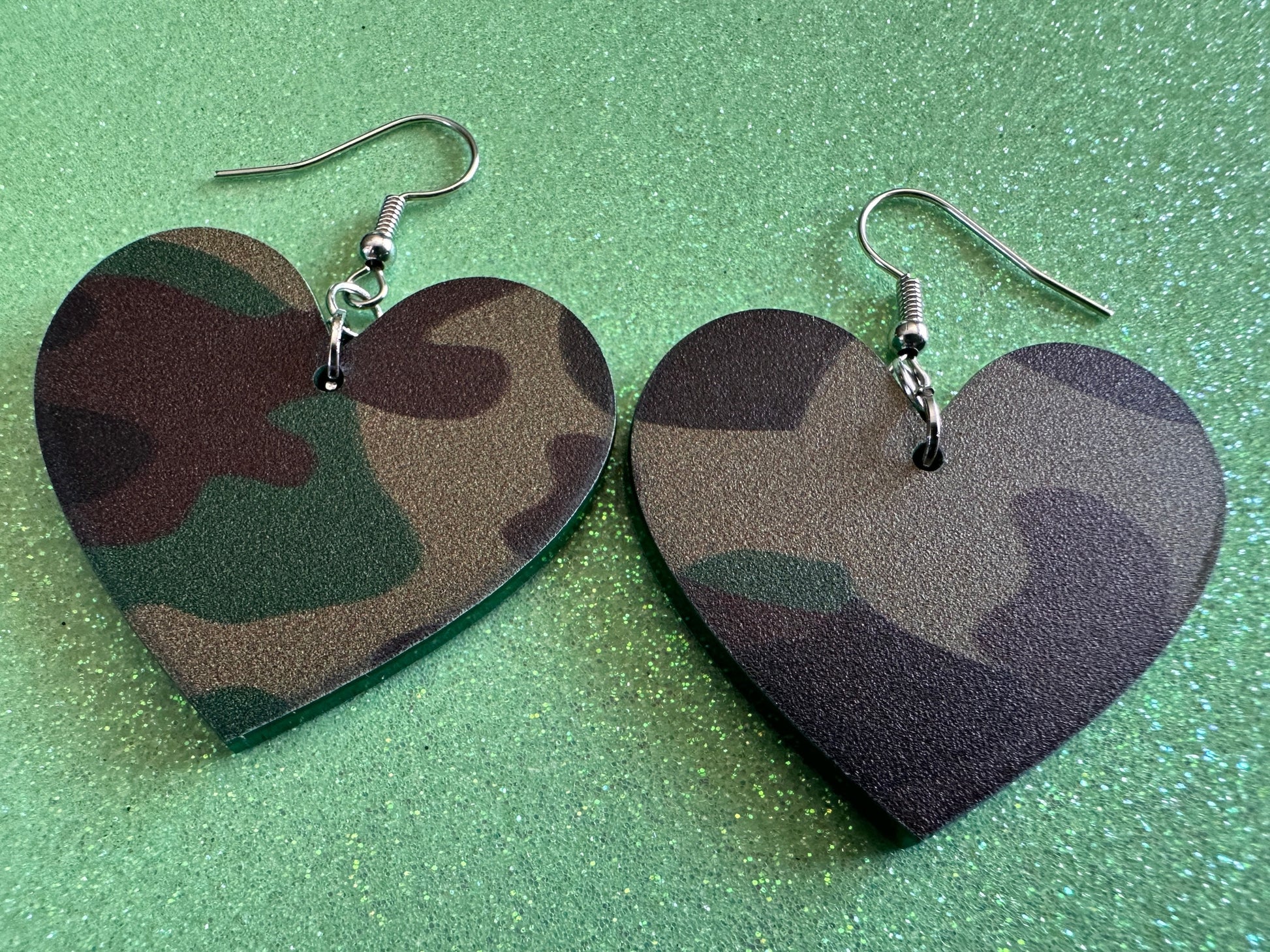 Camo Earrings: Laser Cut Acrylic Camouflage Earrings, Forest, Green Earrings, Military, Paintball, Army Outfit, Gifts for Her/Him/Them