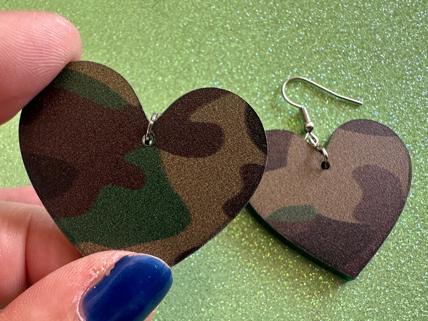 Camo Earrings: Laser Cut Acrylic Camouflage Earrings, Forest, Green Earrings, Military, Paintball, Army Outfit, Gifts for Her/Him/Them