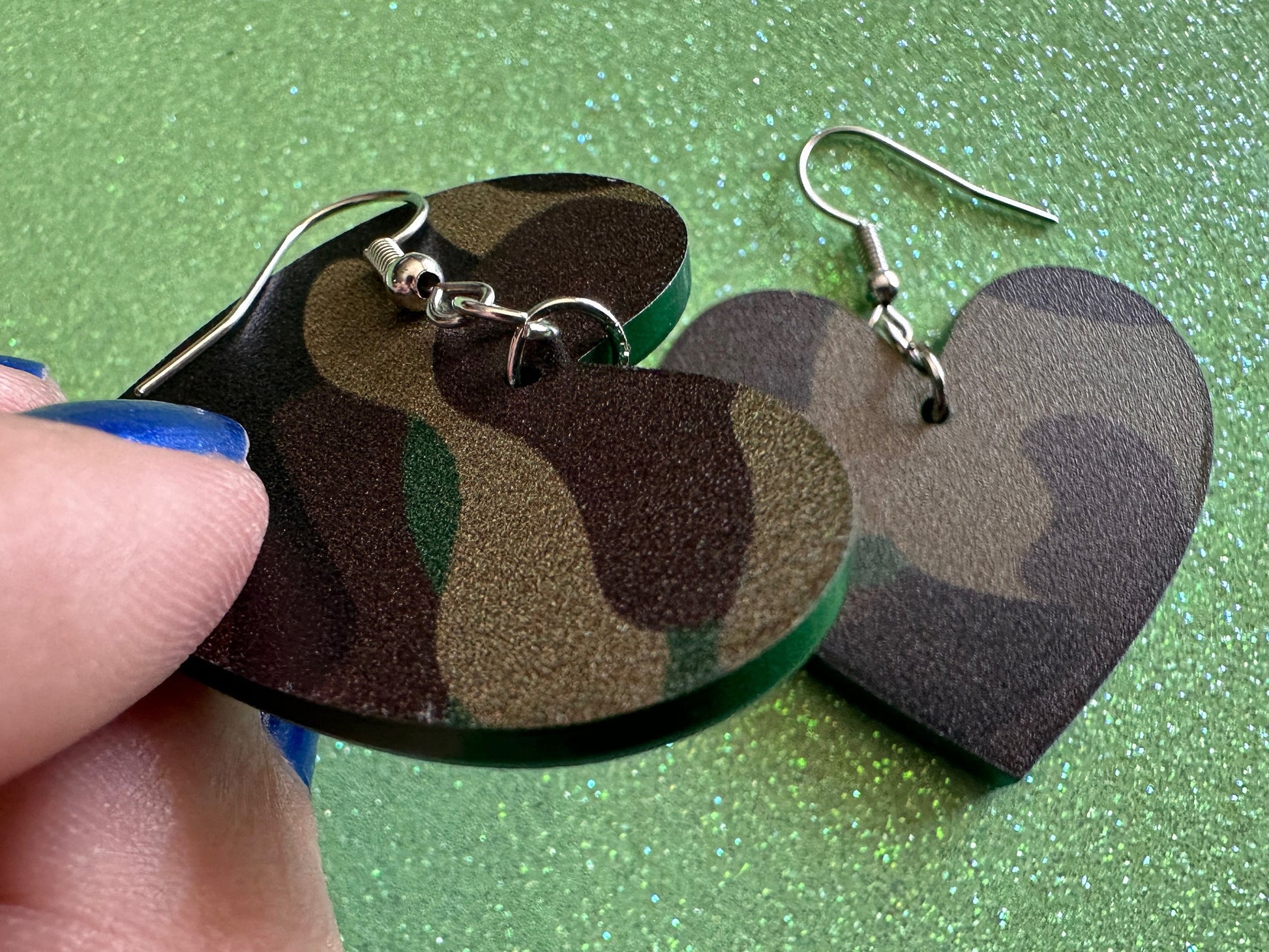 Camo Earrings: Laser Cut Acrylic Camouflage Earrings, Forest, Green Earrings, Military, Paintball, Army Outfit, Gifts for Her/Him/Them