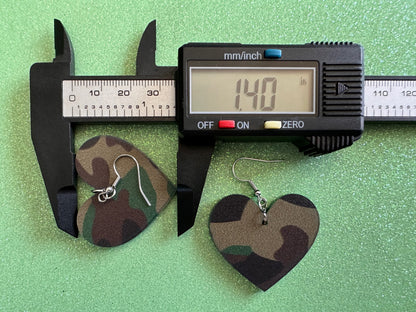 Camo Earrings: Laser Cut Acrylic Camouflage Earrings, Forest, Green Earrings, Military, Paintball, Army Outfit, Gifts for Her/Him/Them