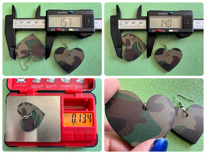 Camo Earrings: Laser Cut Acrylic Camouflage Earrings, Forest, Green Earrings, Military, Paintball, Army Outfit, Gifts for Her/Him/Them