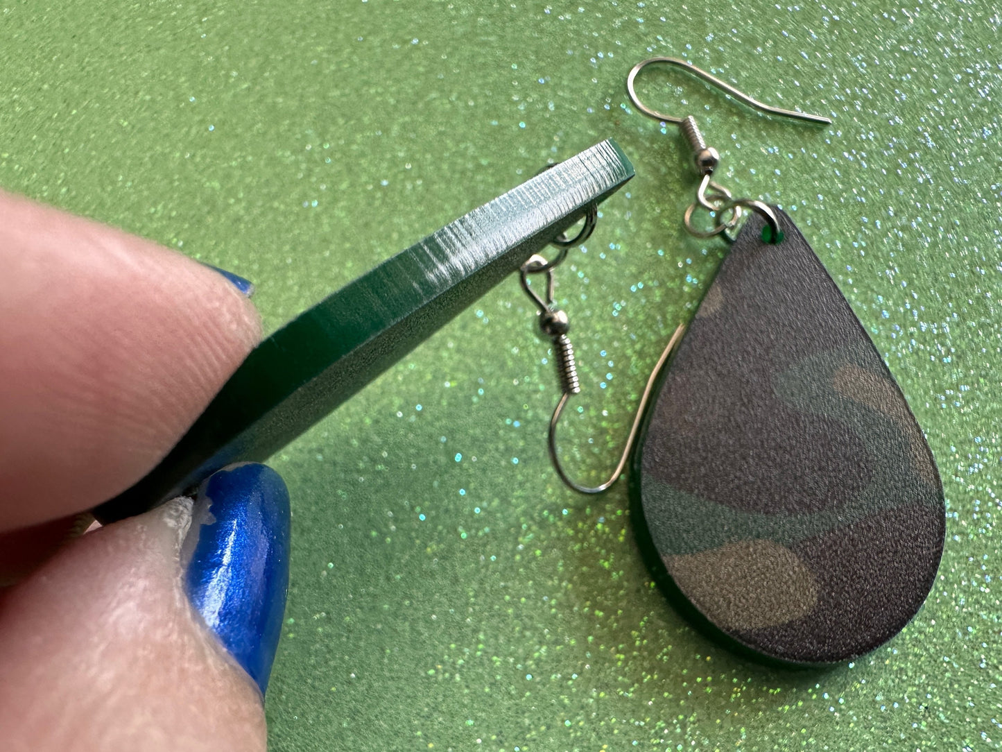 Camo Earrings: Laser Cut Acrylic Camouflage Earrings, Forest, Green, Military, Airsoft, Paintball, Army Outfit, Gifts for Her/Him/Them