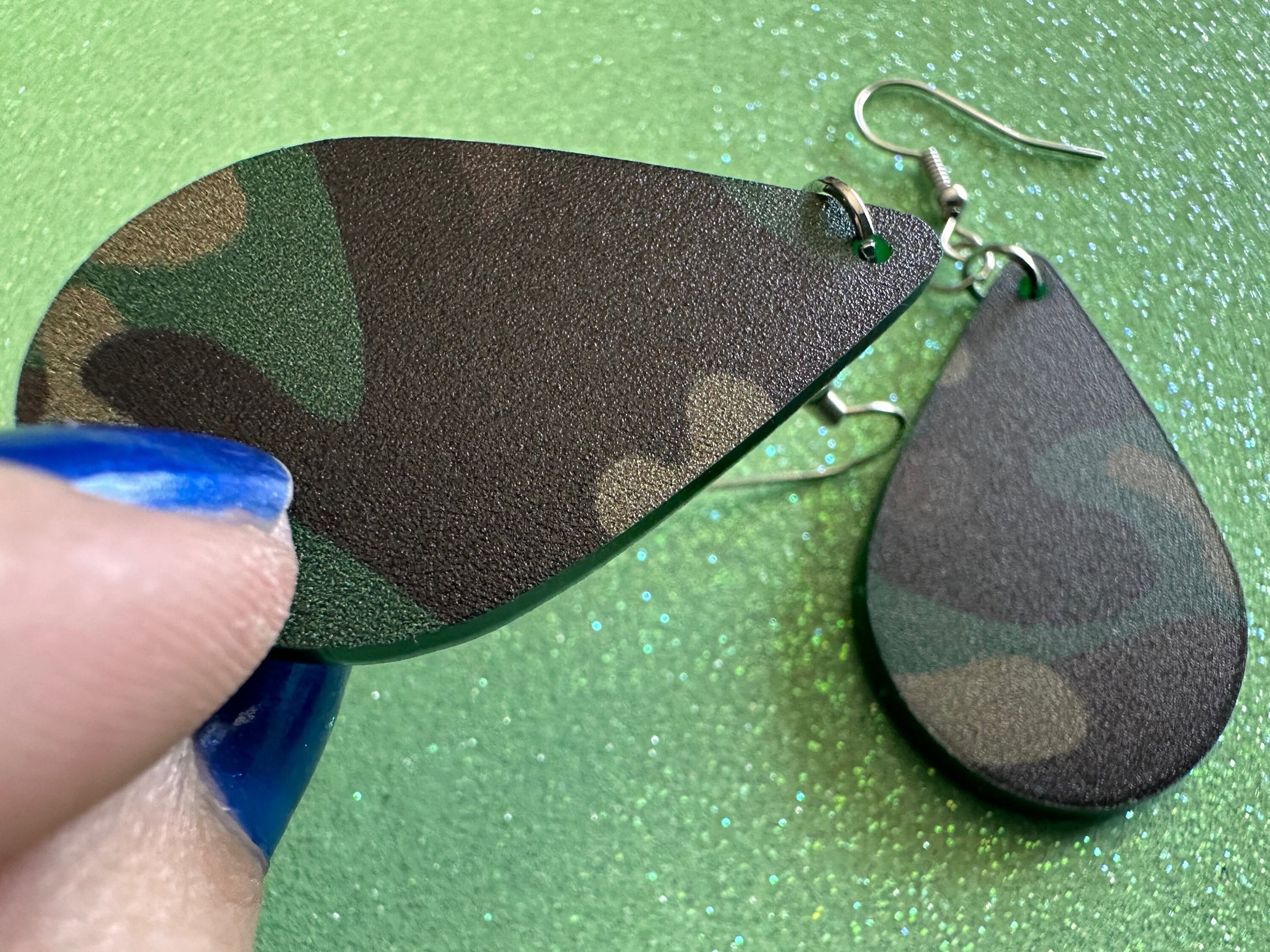Camo Earrings: Laser Cut Acrylic Camouflage Earrings, Forest, Green, Military, Airsoft, Paintball, Army Outfit, Gifts for Her/Him/Them