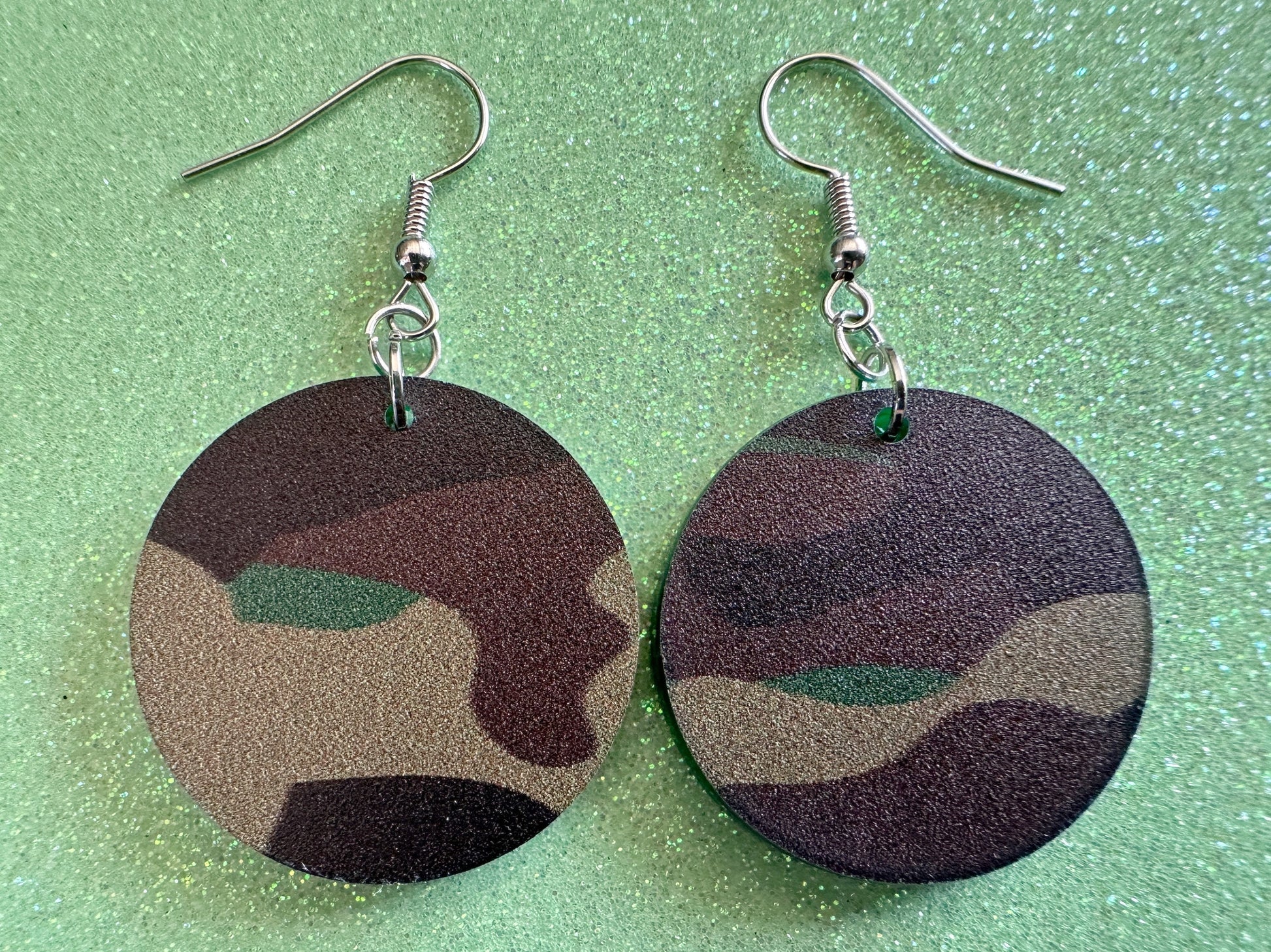 Camo Earrings: Laser Cut Acrylic Camouflage Earrings, Forest, Green, Military, Army, Airsoft, Paintball, Army Outfit, Gifts for Her/Him/Them