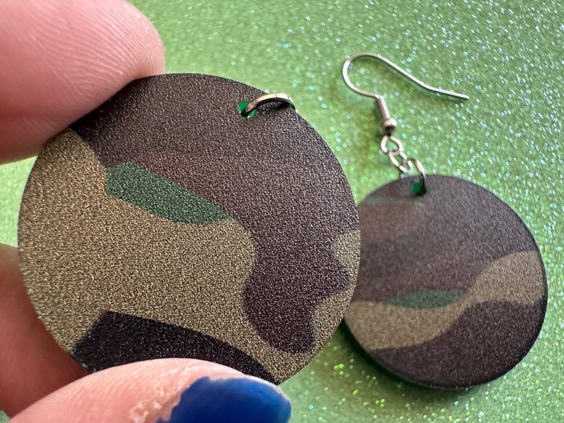 Camo Earrings: Laser Cut Acrylic Camouflage Earrings, Forest, Green, Military, Army, Airsoft, Paintball, Army Outfit, Gifts for Her/Him/Them