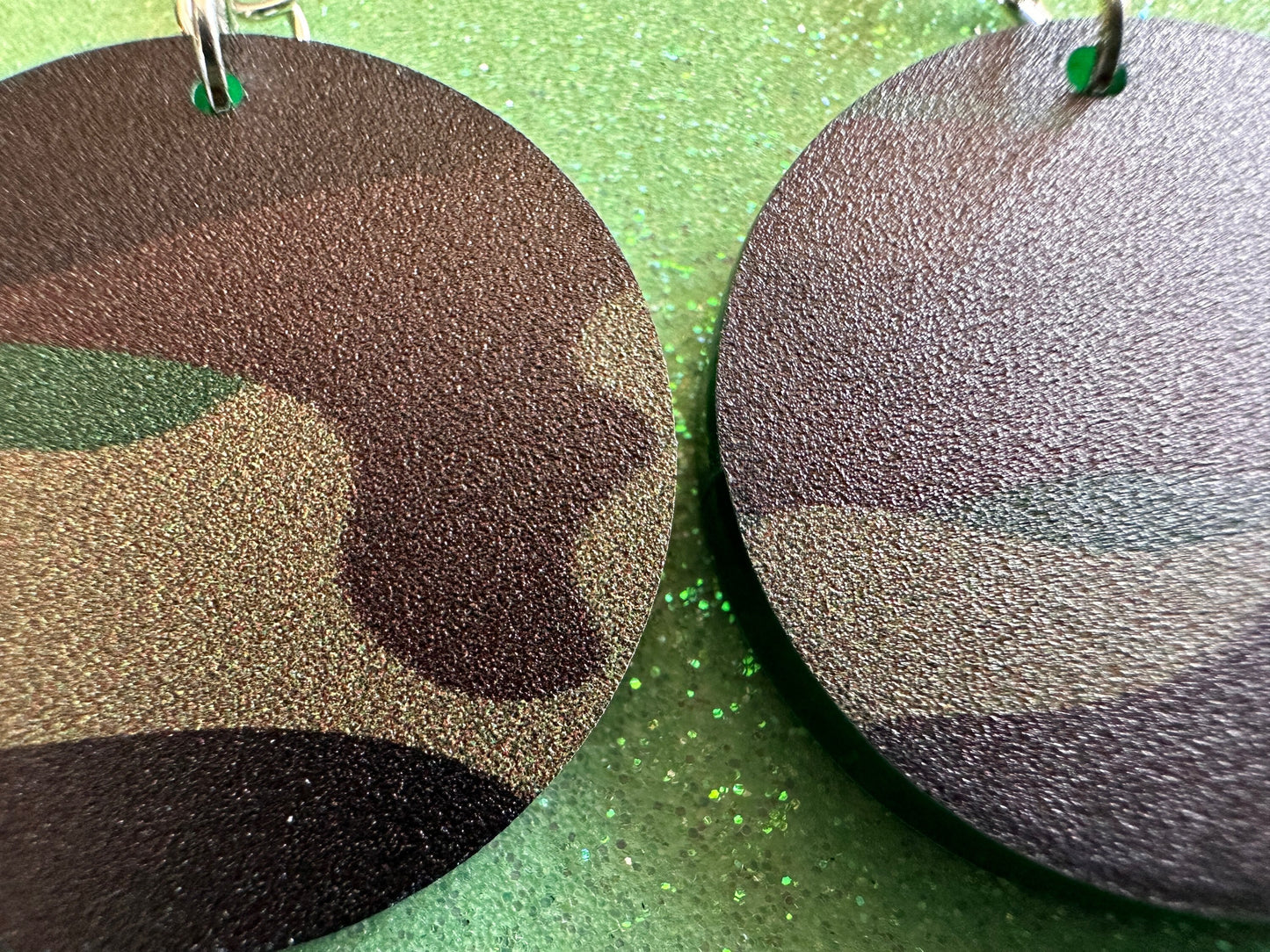Camo Earrings: Laser Cut Acrylic Camouflage Earrings, Forest, Green, Military, Army, Airsoft, Paintball, Army Outfit, Gifts for Her/Him/Them