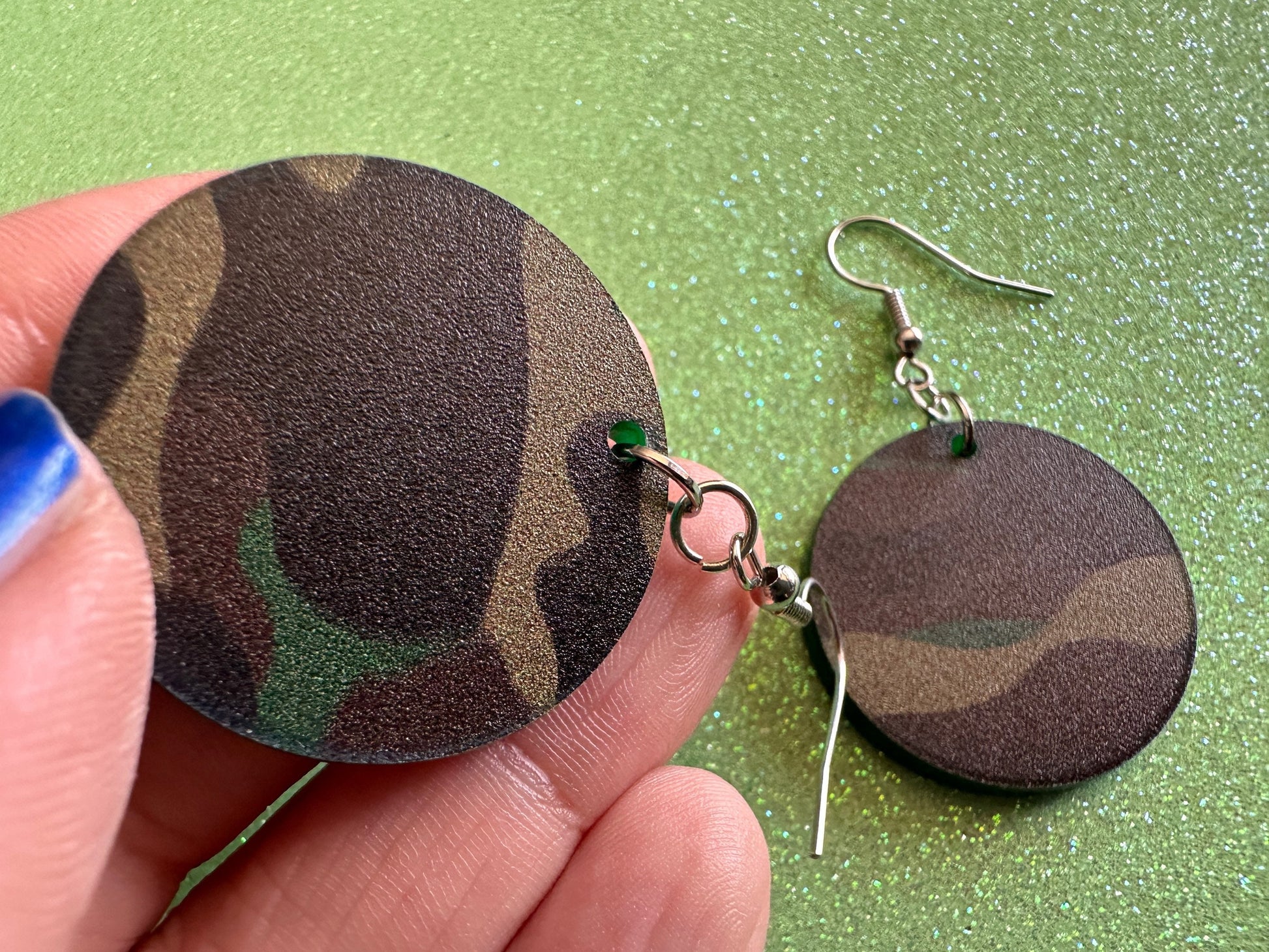 Camo Earrings: Laser Cut Acrylic Camouflage Earrings, Forest, Green, Military, Army, Airsoft, Paintball, Army Outfit, Gifts for Her/Him/Them