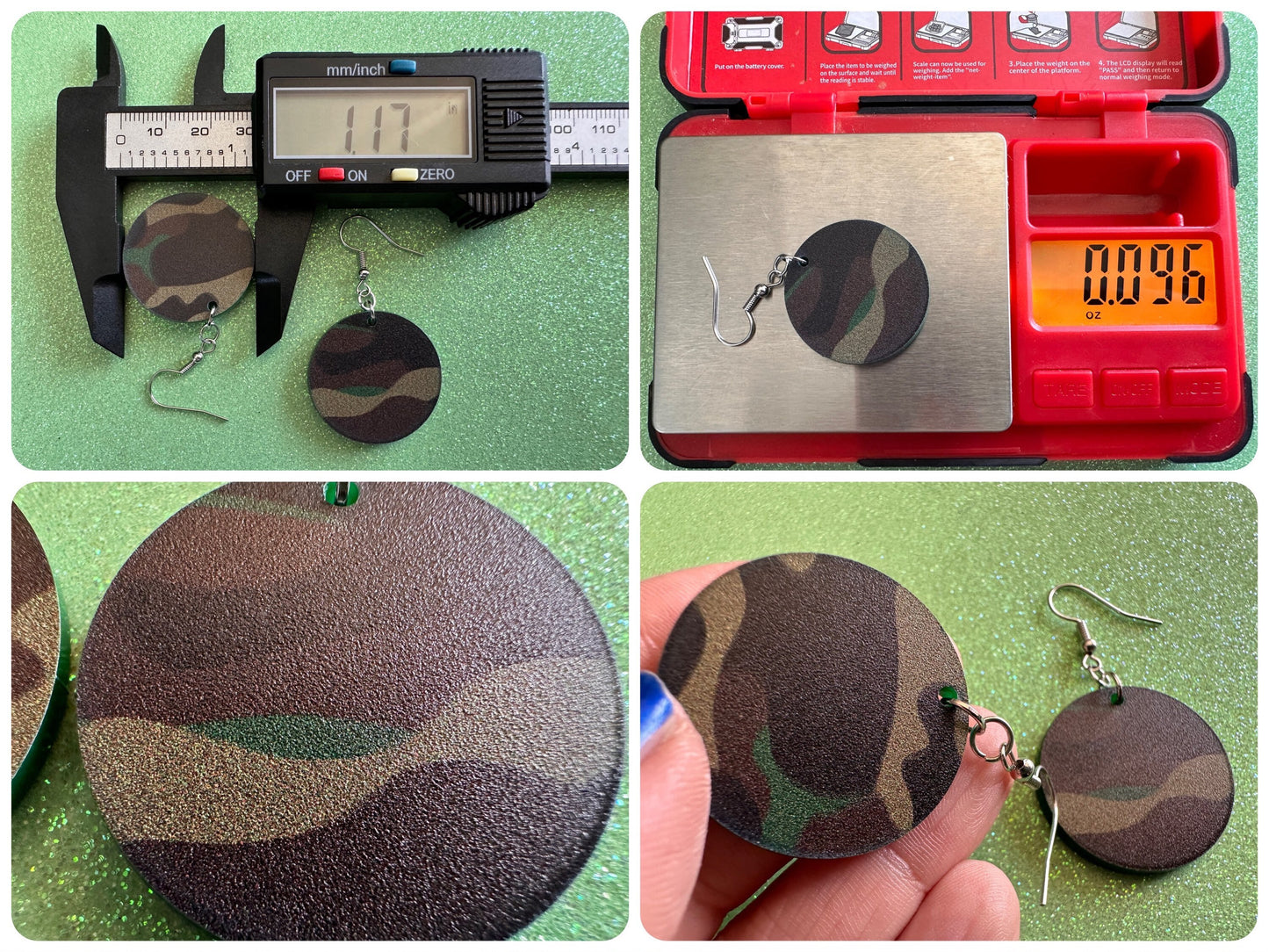 Camo Earrings: Laser Cut Acrylic Camouflage Earrings, Forest, Green, Military, Army, Airsoft, Paintball, Army Outfit, Gifts for Her/Him/Them