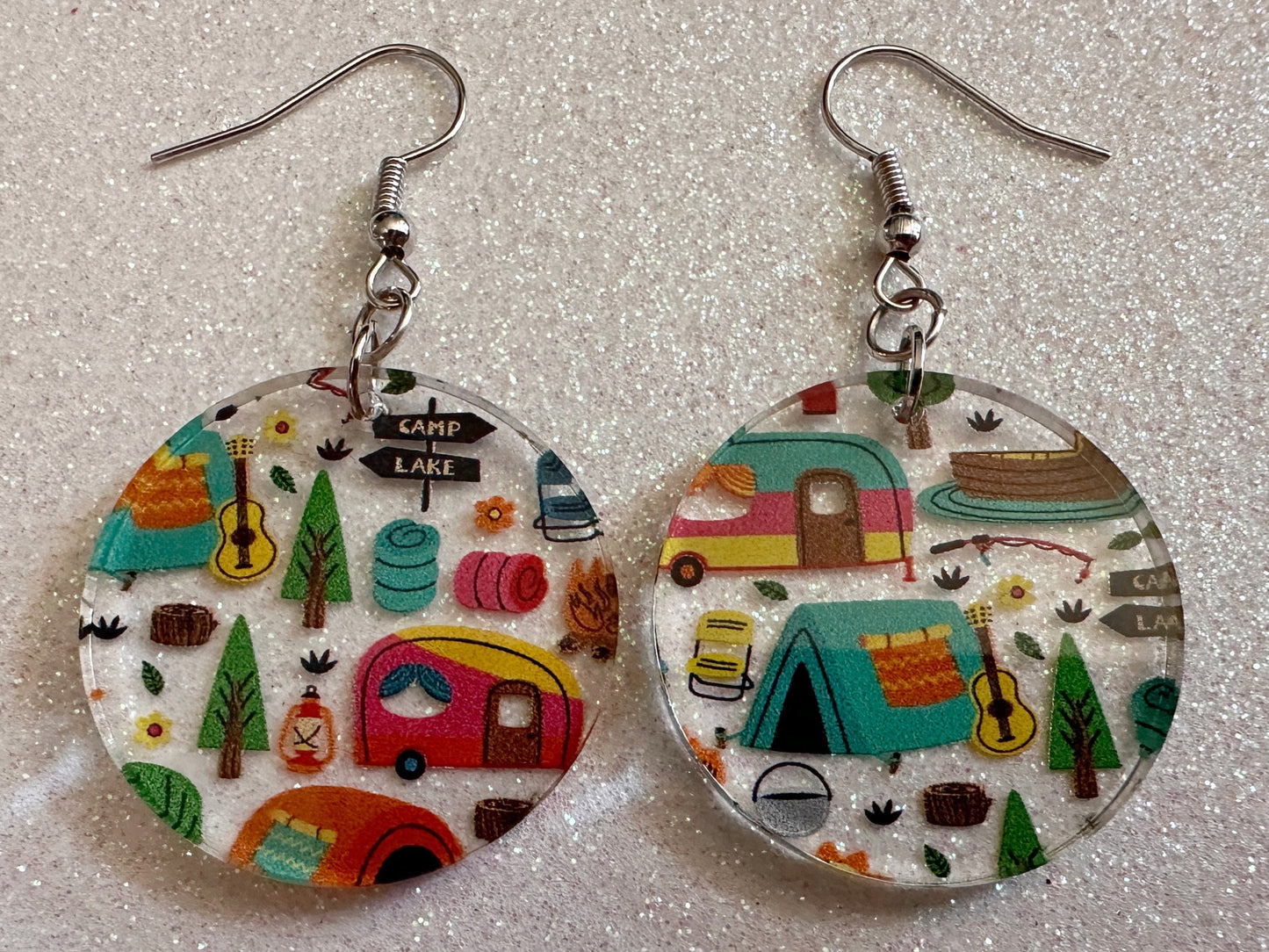 Camping Earrings: Laser Cut Acrylic Campsites, Tent, Glamping, Camp Fire, Forest, Nature, Travel, Adventure, Trip, Gifts for Her/Him/Them