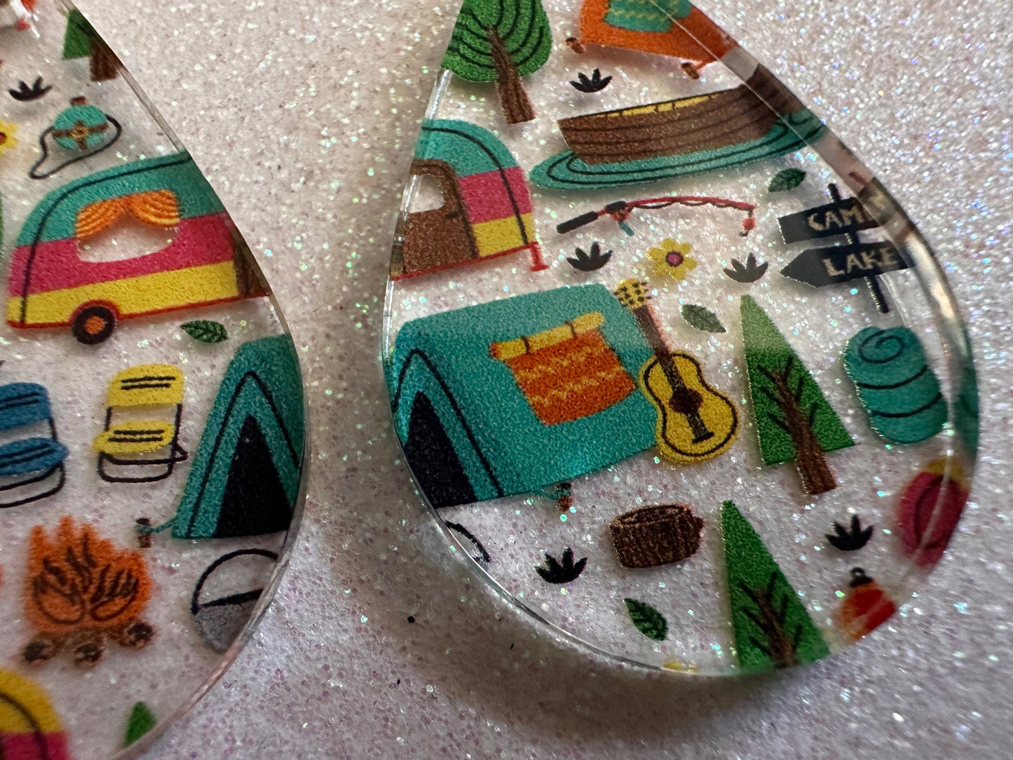 Camping Earrings: Laser Cut Acrylic Campsites, Tent, Glamping, Camp Fire, Forest, Nature, Travel, Adventure, Trip, Gifts for Her/Him/Them